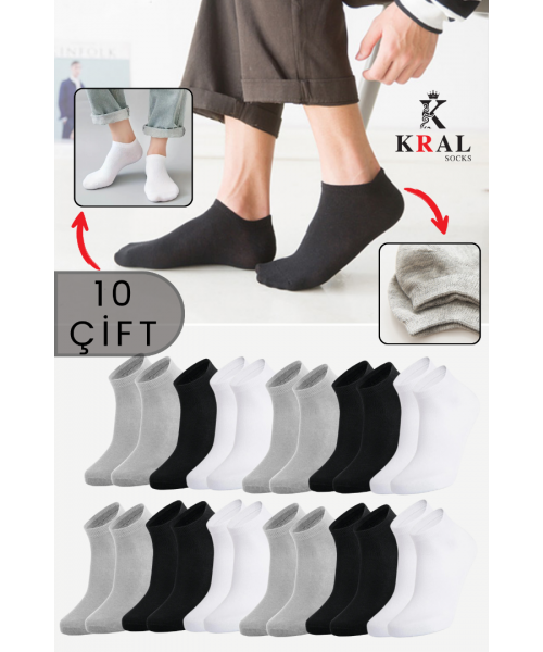  Kadın - Erkek (10 ÇİFT ) Düz Desen Ekonomik Bilek Boy Patik Çorap 