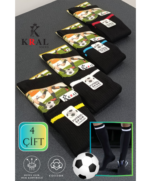 Erkek 4 Çift Futbol Maç Çorabı (40-45 BEDEN) Tozluk Halısaha Çorap