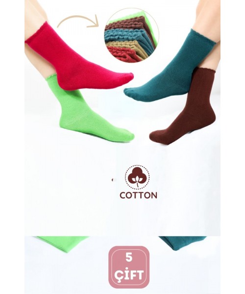 Pamuklu Penye Ter Emici 2x Korumalı Penti Model Patik Çorap (5 ÇİFT) Asorti Renk