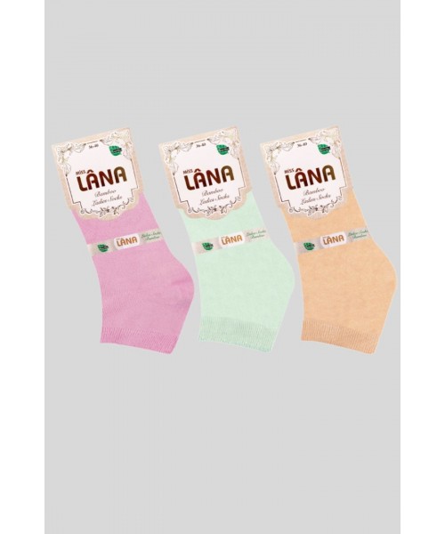 3 Çift Kadın Dikişsiz Bambu Patik Boy Çorap 