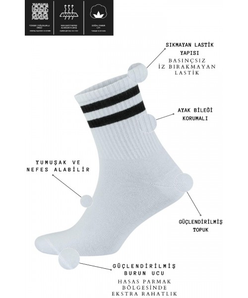 Erkek - Kadın Çizgili Kolej Tenis Çorabı Pamuklu Terletmez Çorap Erkek - Kadın Çizgili Kolej Tenis Çorabı Pamuklu Terletmez Çorap