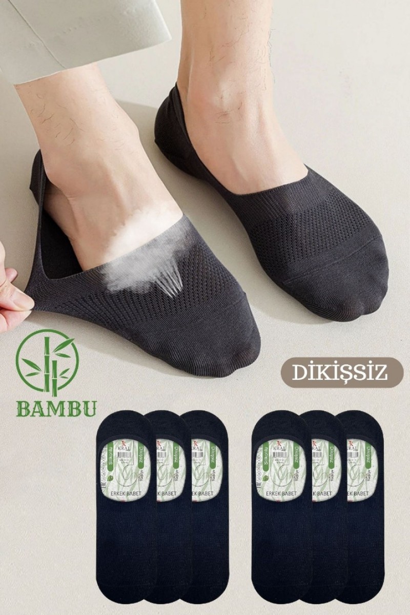 Erkek - Bayan Bambu Babet Çorap Dikişsiz Parfümlü Silikonlu Babet Çorap