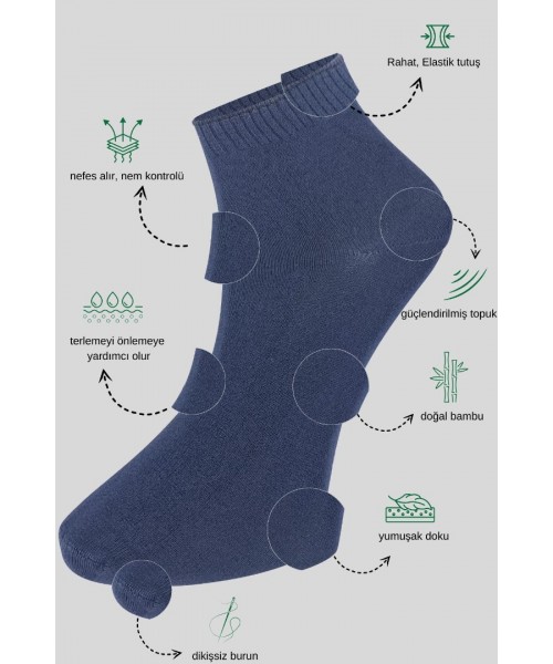 Erkek Bambu Patik Düz Desen Dikişsiz Çorap 3 Çift Erkek Bambu Patik Düz Desen Dikişsiz Çorap 3 Çift