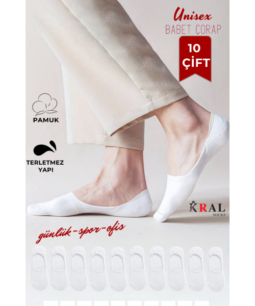 10 Çift Unisex Pamuklu Babet Çorap