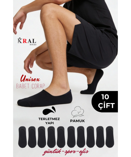 10 Çift Unisex Pamuklu Babet Çorap