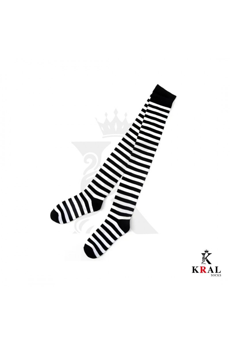 Kadın Dizüstü Çorap (3 Çift) Diz Üstü Zebra - Siyah - Tavuk Bacağı Çorap Kadın Dizüstü Çorap (3 Çift) Diz Üstü Zebra - Siyah - Tavuk Bacağı Çorap