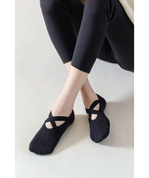  Bambu Pilates Çorabı Yoga ABS Kaydırmaz Taban Dans Bale Fitness Spor Çorabı 6 ÇİFT SİYAH