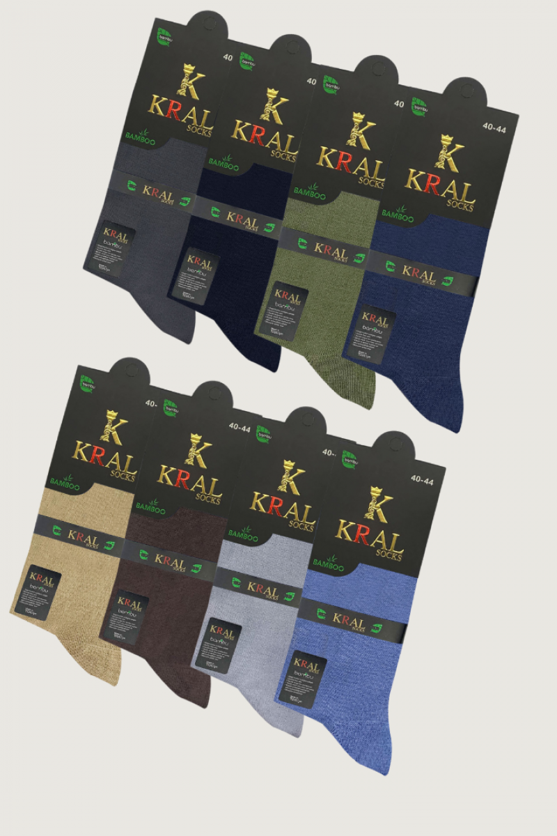 Erkek Yazlık Bambu Soket Uzun 8 Çift Karma Renkli Çorap