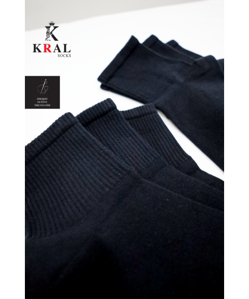 6 Çift Pamuklu Tenis Çorap Dikişsiz Kolej Boy Unisex SİYAH