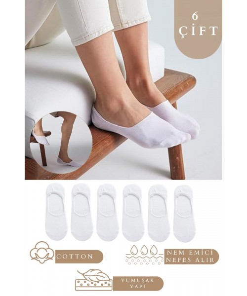 Kadın - Erkek Düz Desen (6 ÇİFT) Pamuklu Terletmez Babet Çorap