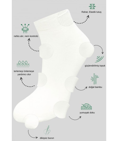 Kadın Bambu Patik Çorap (3 ADET) Görünmez Dikişsiz Parfümlü Kısa Yazlık Kadın Çorabı