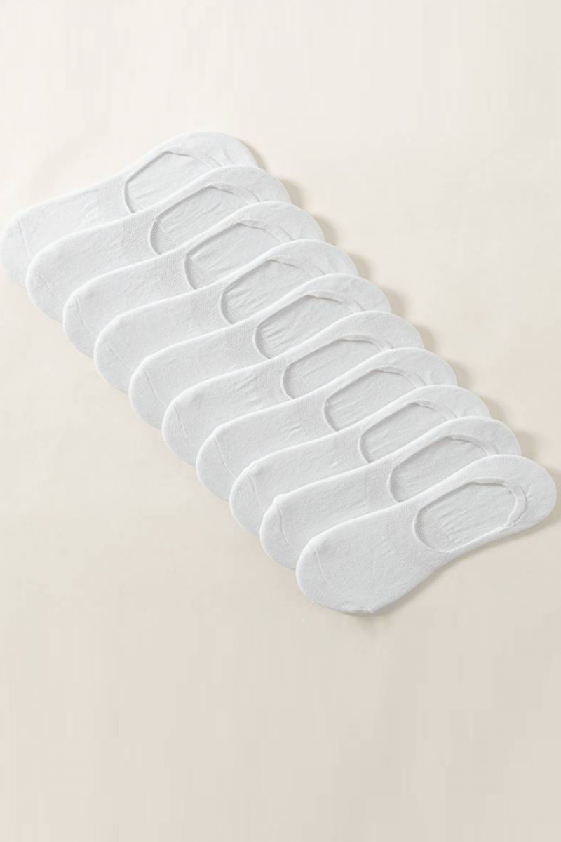 Kadın - Erkek Düz Desen (10'LU PAKET - 10 ÇİFT) Pamuklu Terletmez Babet Çorap BEYAZ