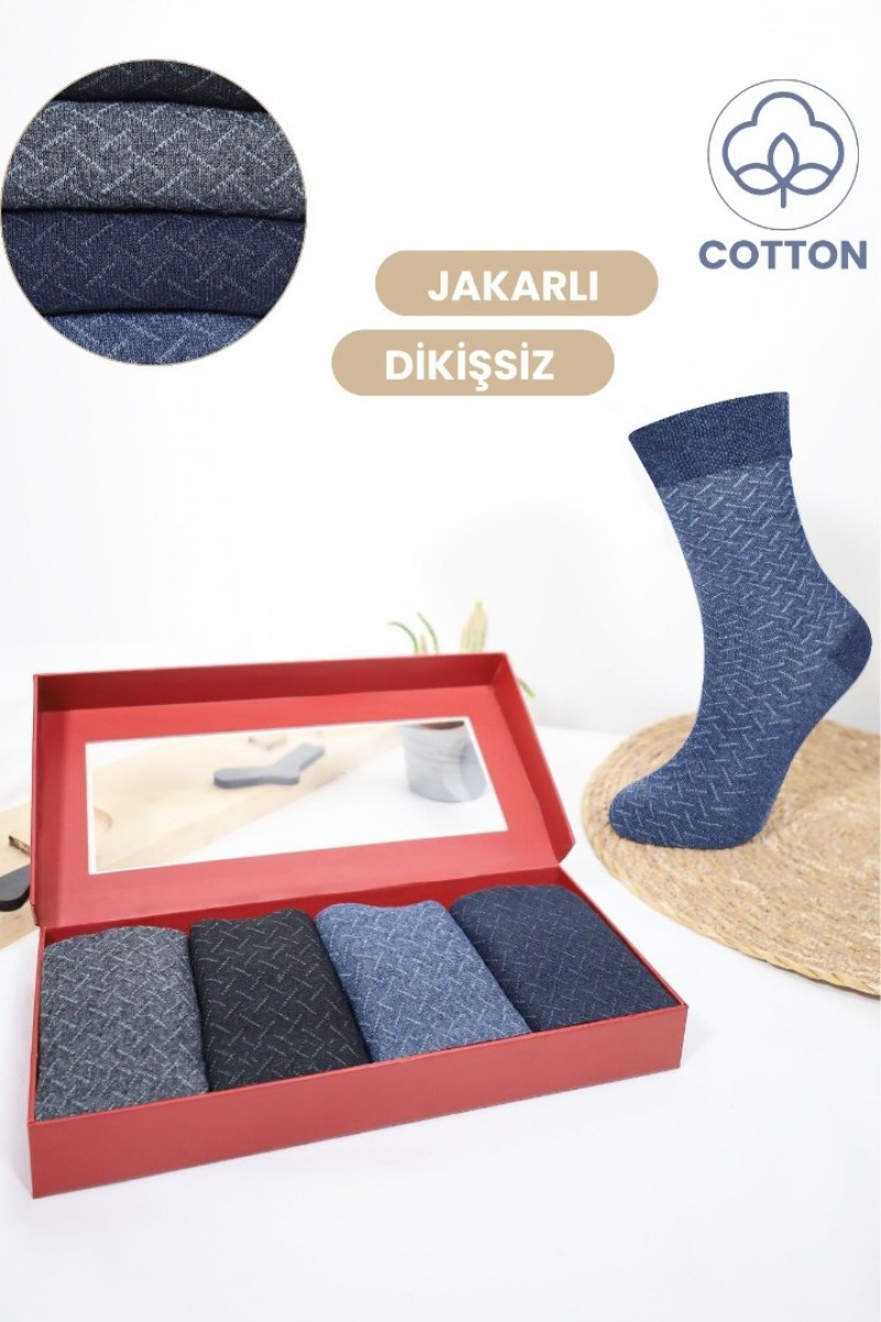 Erkek Çorap Cotton Dikişsiz Jakarlı Mevsimlik Uzun Çorap