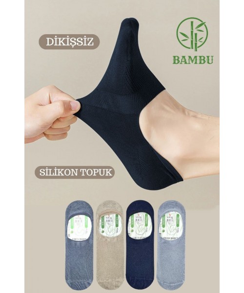 Erkek - Bayan Bambu Babet Çorap Dikişsiz Parfümlü Silikonlu Babet Çorap