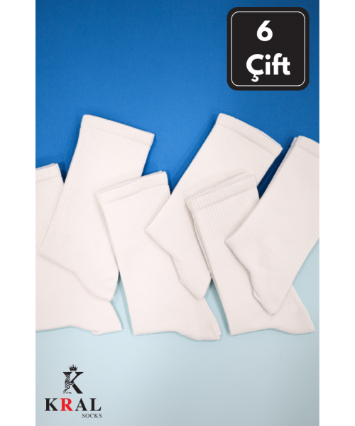 6 Çift Pamuklu Tenis Çorap Dikişsiz Soket Boy Unisex BEYAZ 6 Çift Pamuklu Tenis Çorap Dikişsiz Soket Boy Unisex BEYAZ