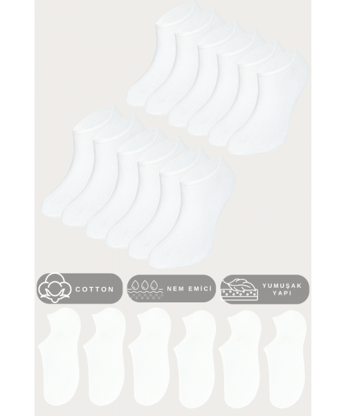 Kadın - Erkek - Unisex Düz Desen (6 ÇİFT) Pamuklu Beden Mevsimlik Terletmez Görünmez Çorap