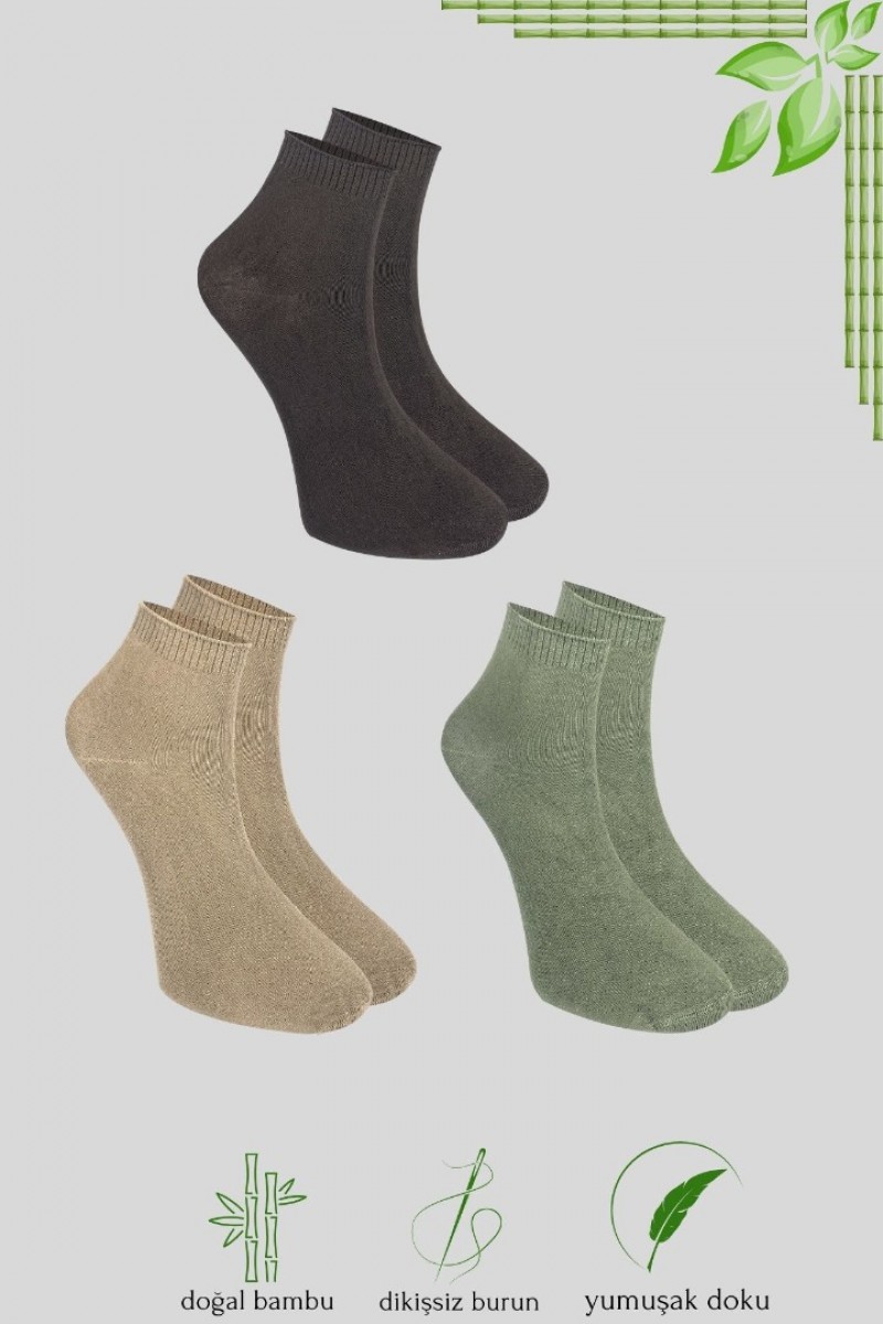 Erkek Bambu Patik Düz Desen Dikişsiz Çorap 3 Çift Erkek Bambu Patik Düz Desen Dikişsiz Çorap 3 Çift