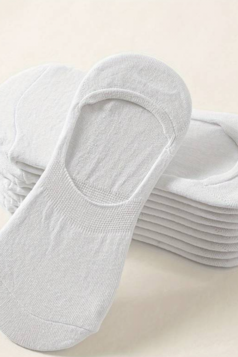 Kadın - Erkek Düz Desen (10'LU PAKET - 10 ÇİFT) Pamuklu Terletmez Babet Çorap BEYAZ