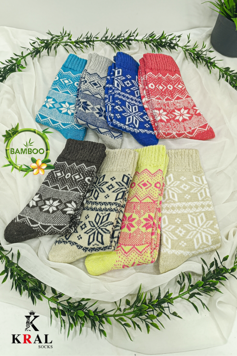 Kadın Havlu 4 Çift Kışlık Yün Çorap (BAMBU YÜN) Ilkbahar Serisi