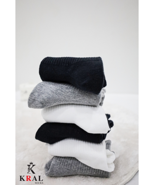 6 Çift Pamuklu Tenis Çorap Dikişsiz Kolej Boy Unisex (3 RENK)