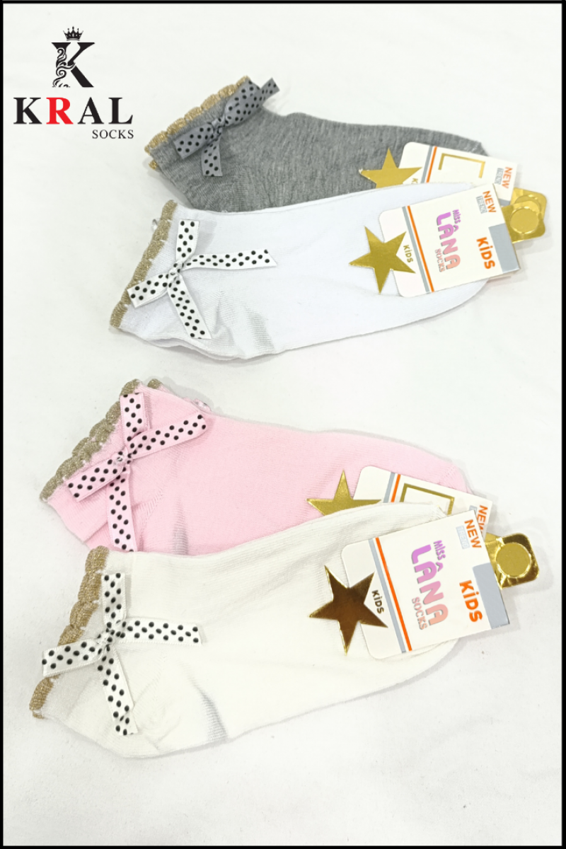 Kız Çocuk Patik Çorap Kurdela Pamuklu Terletmez (5 ÇİFT) Okul Çorabı