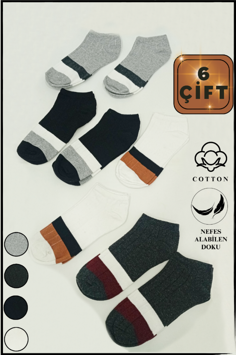 Kadın - Erkek (6 ÇİFT ) Düz Desen Ekonomik Bilek Boy Patik Çorap Kadın - Erkek (6 ÇİFT ) Düz Desen Ekonomik Bilek Boy Patik Çorap