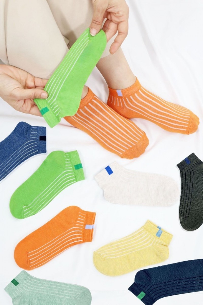 8 Çift Kadın Çorap Trend Yeni Derbili Desen Kısa Yazlık Çorap