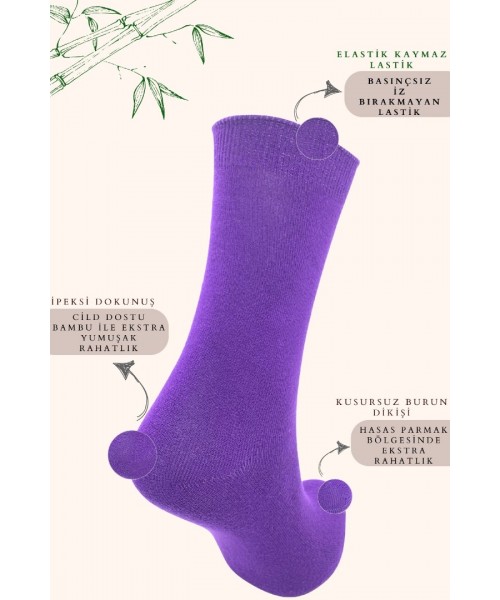  Kadın Çorabı Ter Emici Dikişsiz Extra Soft Model Soket Uzun Bambu Çorap (3 ÇİFT) Asorti Renk