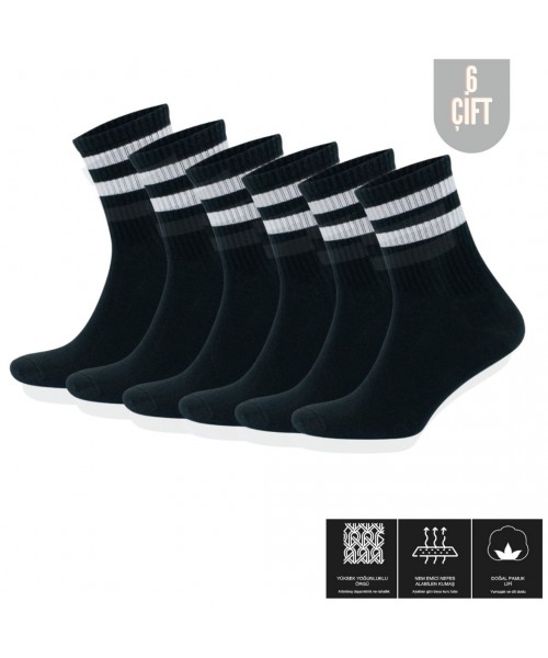 Erkek Kadın (6 ÇİFT) Çizgili Kolej Tenis Çorabı Pamuklu Terletmez Çorap Erkek Kadın (6 ÇİFT) Çizgili Kolej Tenis Çorabı Pamuklu Terletmez Çorap