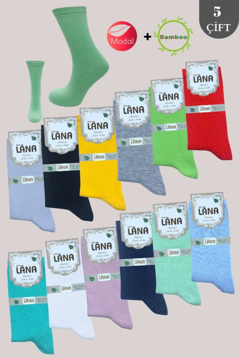Kadın Çorabı (Bambu + Modal) Ter Emici Dikişsiz Trend Model Soket Uzun Çorap (5 ÇİFT) Asorti Renk Kadın Çorabı (Bambu + Modal) Ter Emici Dikişsiz Trend Model Soket Uzun Çorap (5 ÇİFT) Asorti Renk