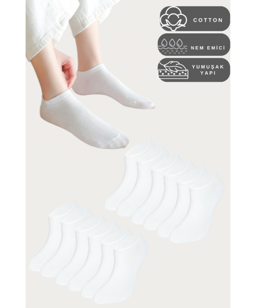 Kadın - Erkek - Unisex Düz Desen (6 ÇİFT) Pamuklu Beden Mevsimlik Terletmez Görünmez Çorap