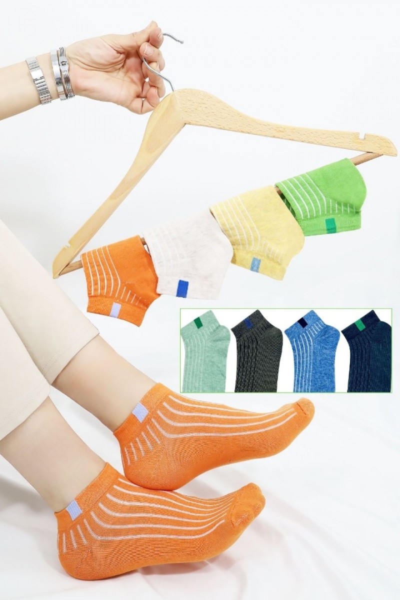 8 Çift Kadın Çorap Trend Yeni Derbili Desen Kısa Yazlık Çorap