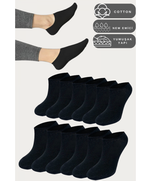 Kadın - Erkek - Unisex Düz Desen (6 ÇİFT) Pamuklu Beden Mevsimlik Terletmez Görünmez Çorap