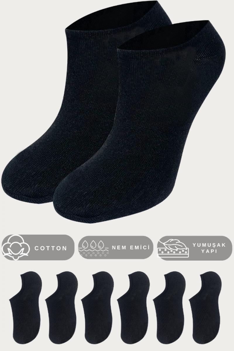 Kadın - Erkek - Unisex Düz Desen (6 ÇİFT) Pamuklu Beden Mevsimlik Terletmez Görünmez Çorap Kadın - Erkek - Unisex Düz Desen (6 ÇİFT) Pamuklu Beden Mevsimlik Terletmez Görünmez Çorap