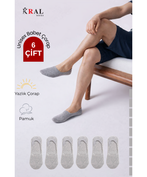 Kadın - Erkek Düz Desen (6 ÇİFT) Pamuklu Terletmez Babet Çorap