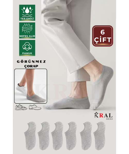 Kadın - Erkek - Unisex Düz Desen (6 ÇİFT) Pamuklu Beden Mevsimlik Terletmez Görünmez Çorap