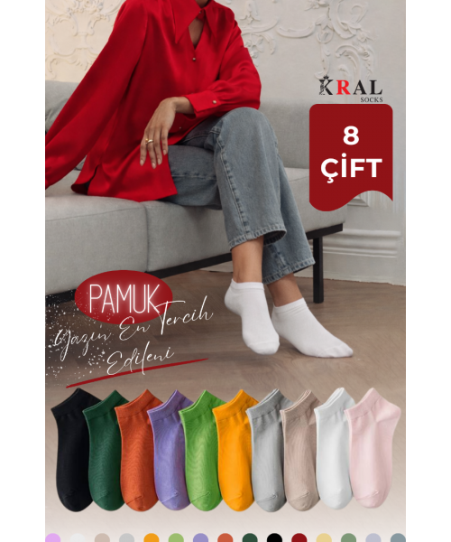 Kadın Penye Patik Çorap 8 Çift