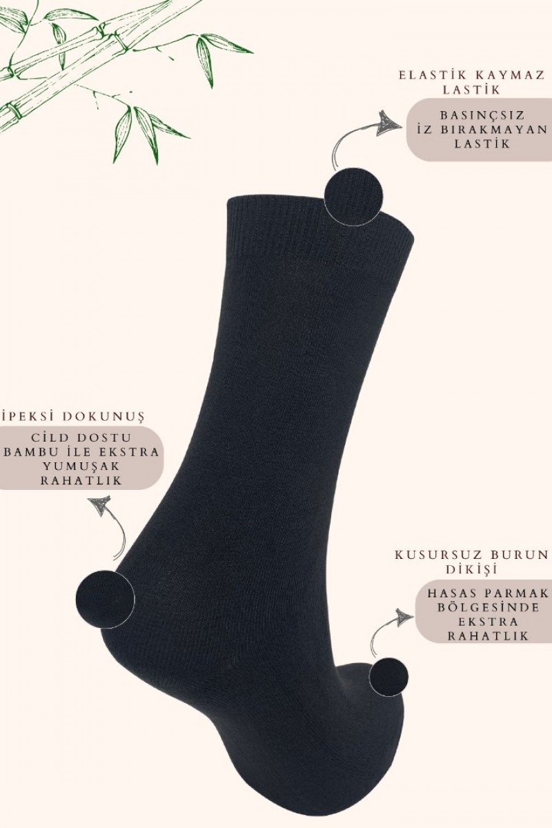 Kadın Çorabı Ter Emici Dikişsiz Extra Soft Model Soket Uzun Bambu Çorap (3 ÇİFT) Asorti Renk Kadın Çorabı Ter Emici Dikişsiz Extra Soft Model Soket Uzun Bambu Çorap (3 ÇİFT) Asorti Renk