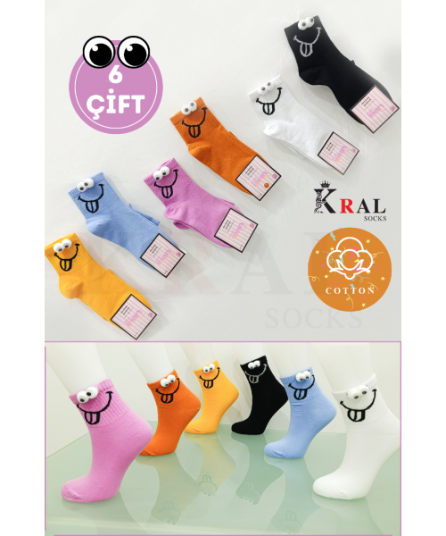 Unisex (6 ÇİFT) Hareketli Gözlü Tenis Model Renkli Pamuklu Terletmez Çorap Seti Unisex (6 ÇİFT) Hareketli Gözlü Tenis Model Renkli Pamuklu Terletmez Çorap Seti