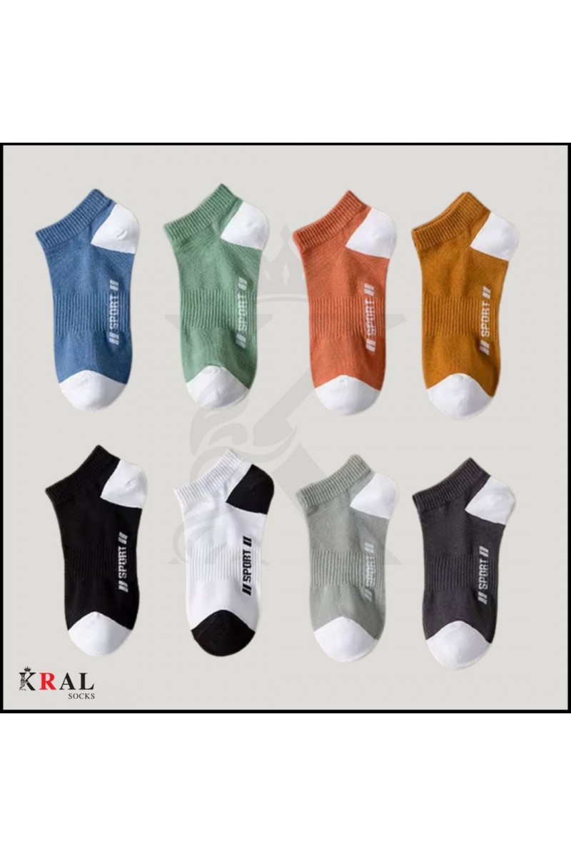 Erkek (8 ÇİFT) Sport Model Pamuklu Terletmez Görünmez Çorap Seti