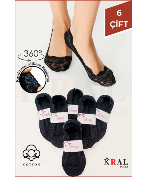Kadın Çorap (6 ÇİFT) CLARA Model Renkli Pamuklu Terletmez Babet Çorap Seti