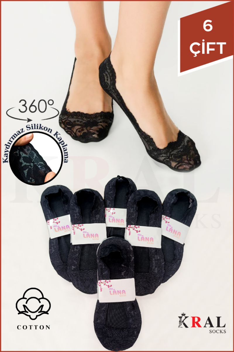 Kadın Çorap (6 ÇİFT) CLARA Model Renkli Pamuklu Terletmez Babet Çorap Seti