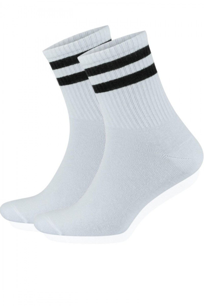 Erkek Kadın (3 ÇİFT) Çizgili Kolej Tenis Çorabı Pamuklu Terletmez Çorap