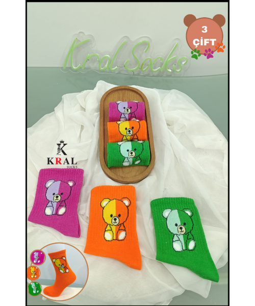 Unisex (6 ÇİFT) Simetri Yüz Tenis Model Renkli Pamuklu Terletmez Çorap Seti