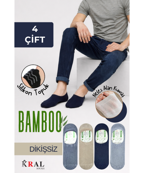 Erkek - Bayan Bambu Babet Çorap Dikişsiz Parfümlü Silikonlu Babet Çorap
