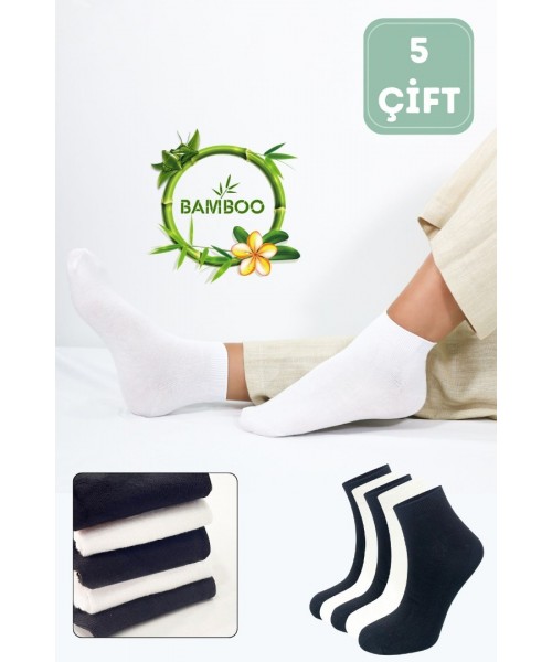Kadın Kaliteli Bambu Patik Çorap (5 ADET) Dikişsiz Görünmez Parfümlü Kısa Model Çorap