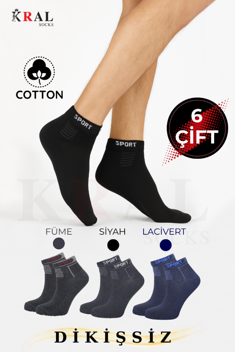 Pamuklu Erkek Patik Çorap 6 Çift