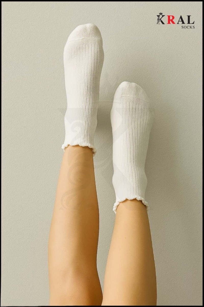 Fırfırlı Patik Kadın Bambu Çorap 6 Çift