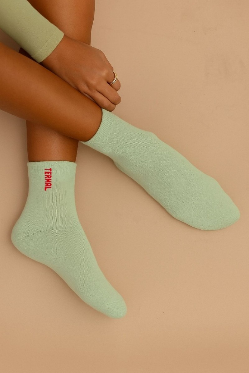 Kadın Çorap 5 Çift Renkli Termal Havlu Kışlık Çorap (ISI EMİCİ)