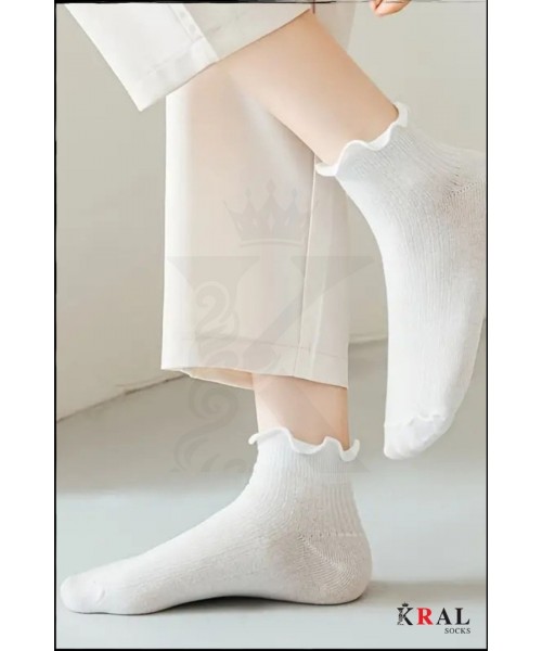 6 Çift Fırfırlı Patik Kadın Bambu Çorap 